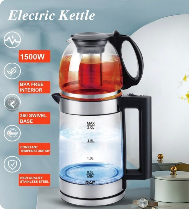چای ساز روهمی راف مدل R.7898 ظرفیت ۲ لیتر با کتری پیرکس